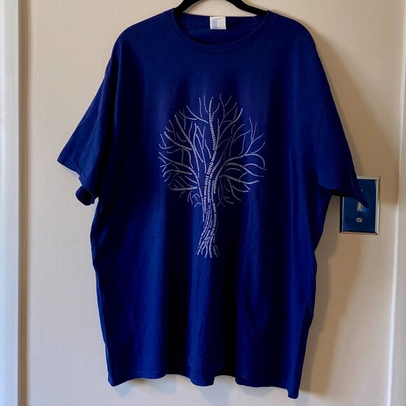 Binary Code Tree Illustration/Print XXL Short-sleeve T-shirt Blue Cotton Soft - Picture 2 of 7